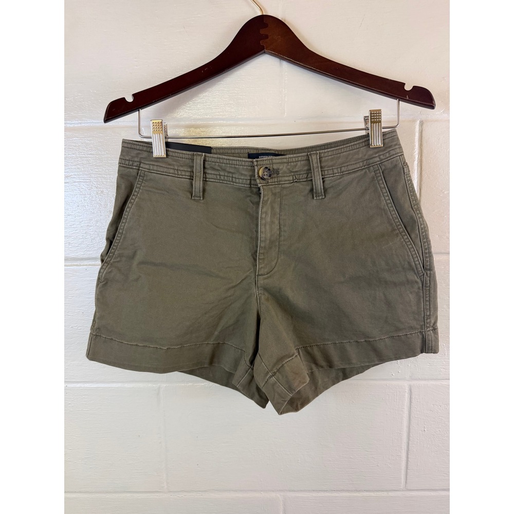 Banana Republic Authentic Chino Shorts Women Size 2 Green Mid-Rise Cuffed